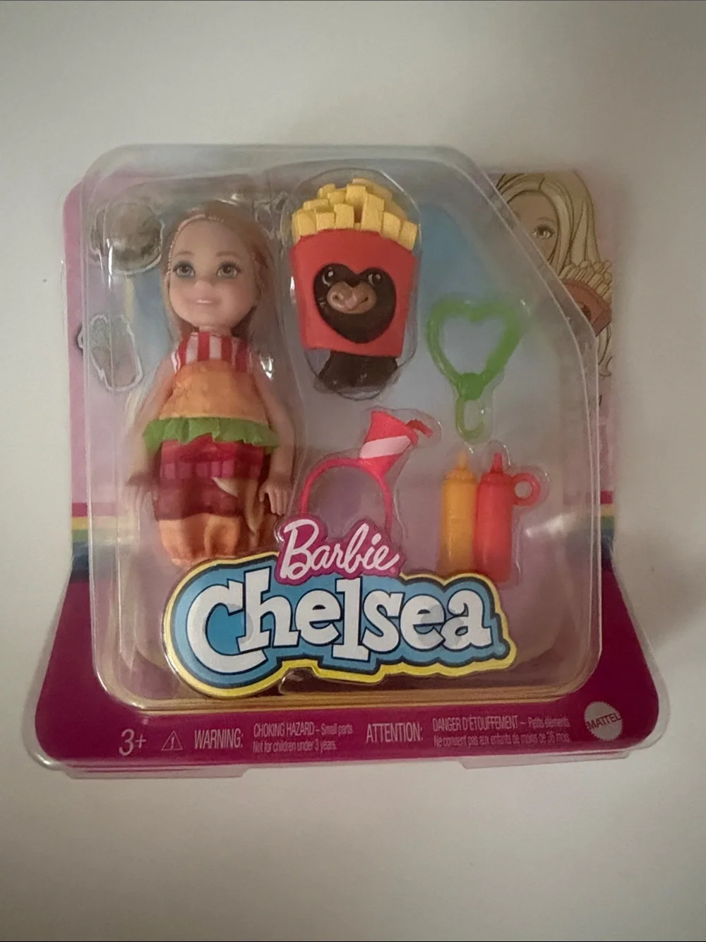 Barbie Chelsea Doll with Red Fry Box & Yellow Fries Accessories